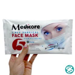 خرید اینترنتی ماسک سه لایه ملت دار مدیکور 5 عددی