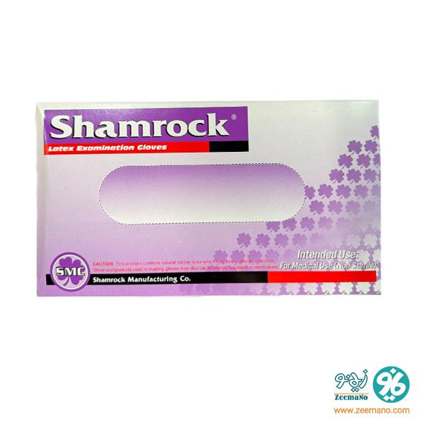 خرید دستکش لاتکس بدون پودر shamrock در سایزبندی ( 100 عددی)