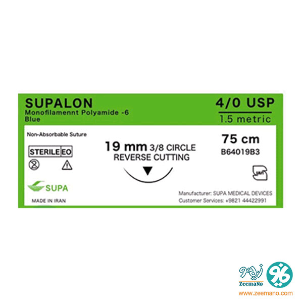 قیمت و خرید نخ بخیه نایلون 4/0 با سوزن ریورس کات سوپا